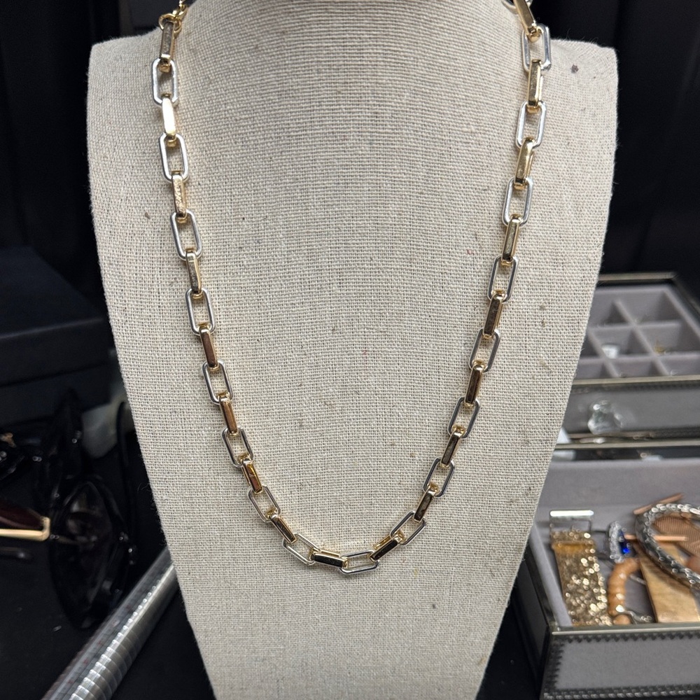 Open Edit Elegant Gold and Silver Chain Necklace